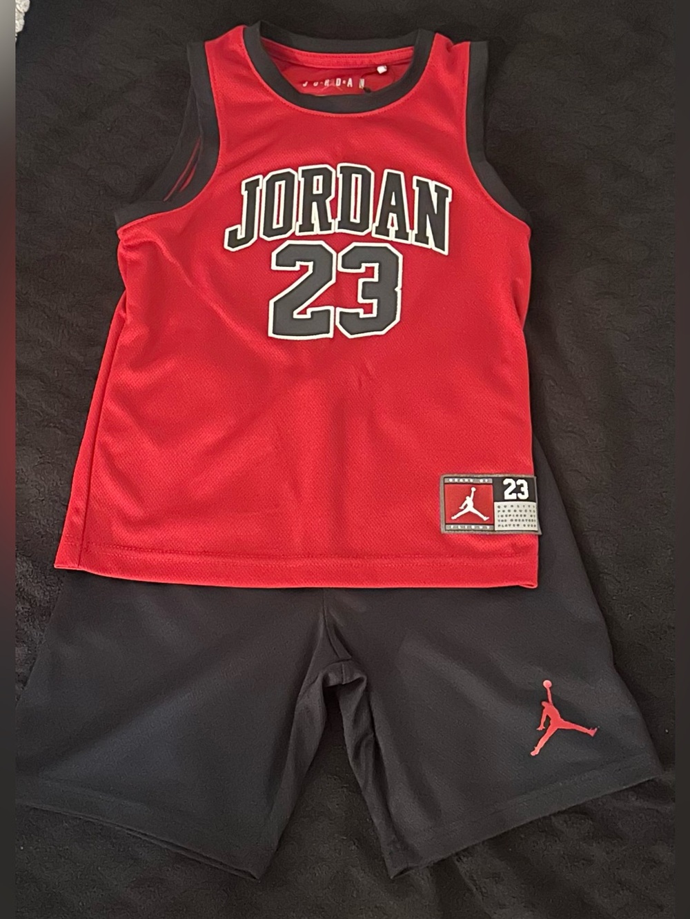 Jordan Red and Black 23 Basketball Jersey Set